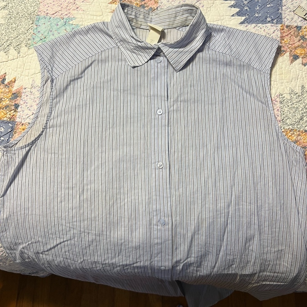 H&M Blue and White Tunic Maxi Striped Shirt Dress small - Picture 5 of 7